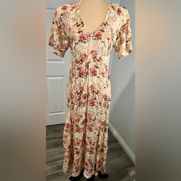 Vintage SHEER LACE Romantic Floral Cottagecore Fairy Victorian Festival Dress - Picture 10 of 11